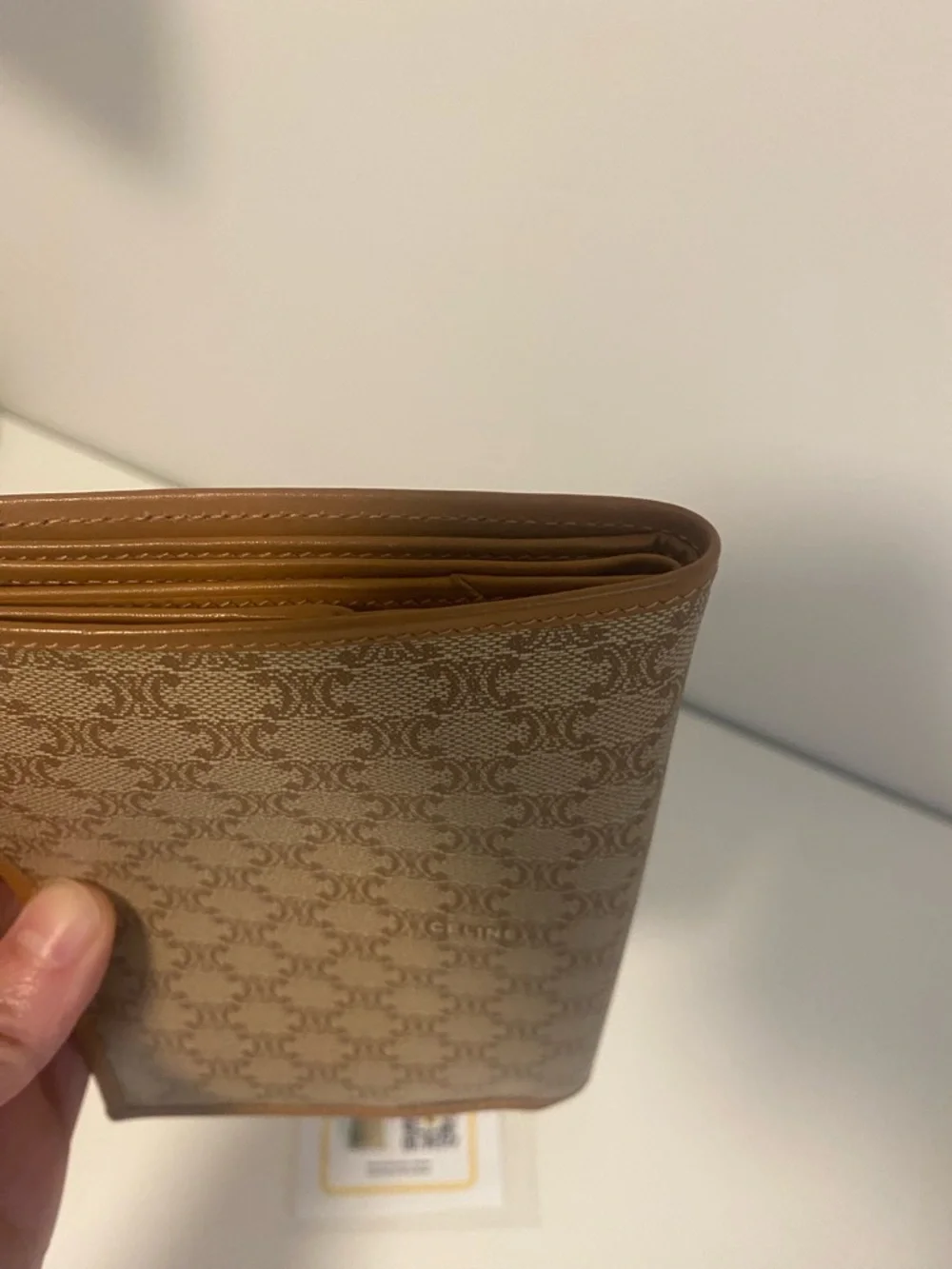 Excellent Preowned Celine Monogram Canvas Passport Holder in Tan Brown - Picture 6 of 10